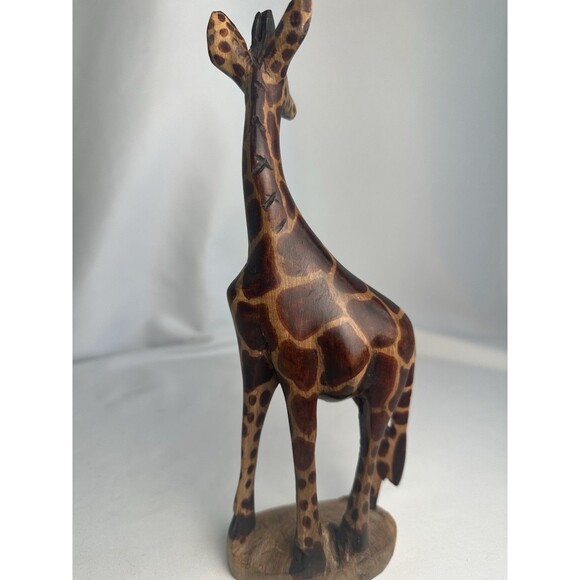 African Style Giraffe Primitive Hand Carved Figurine Statue Folk Art 10” - Picture 8 of 13